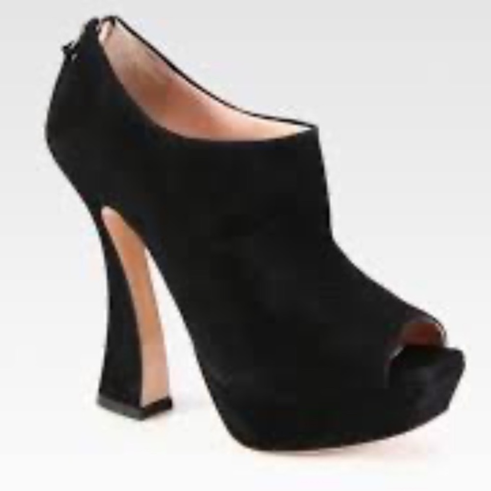 Miu Miu Black Suede Sculptural Heels